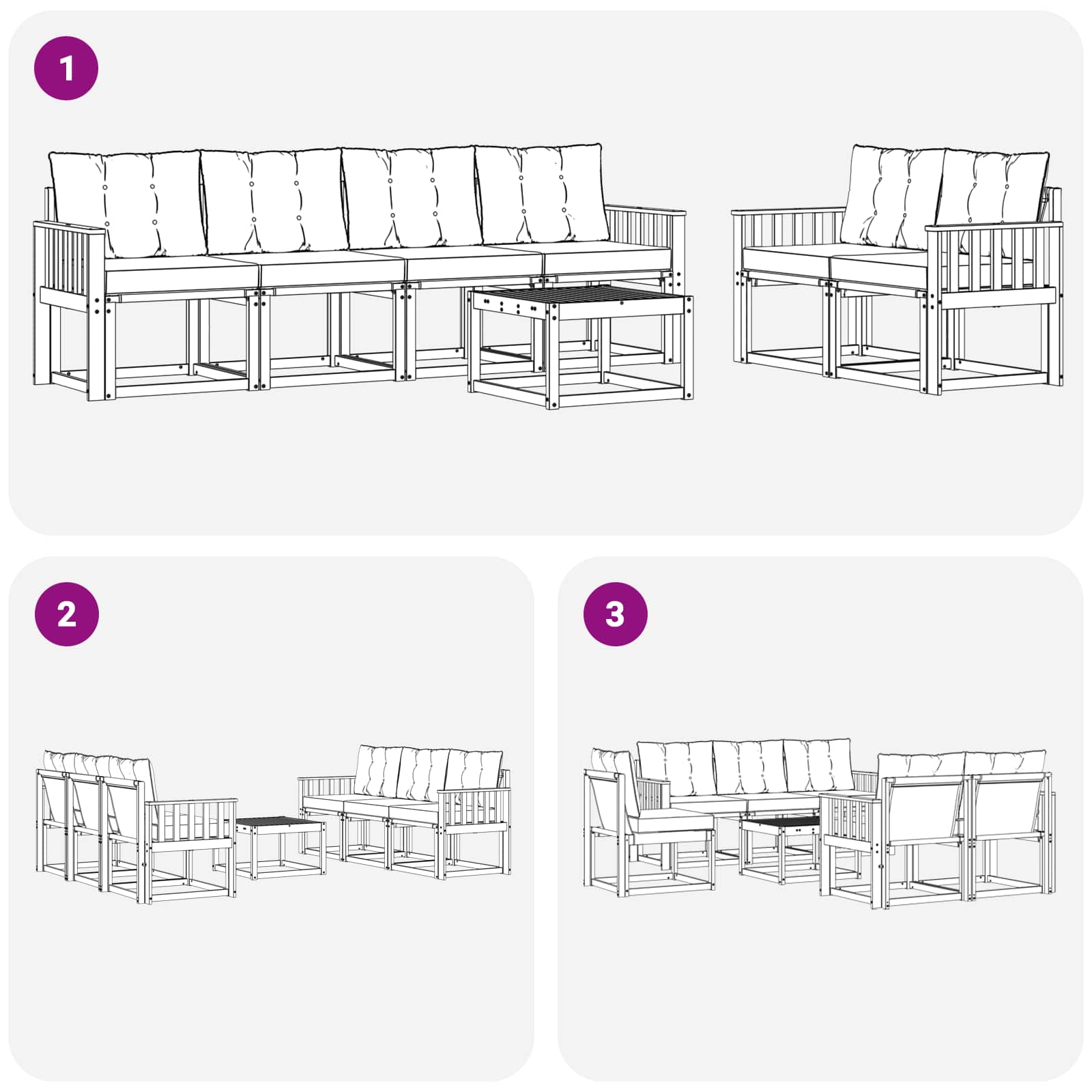 Outdoor-Sofagarnitur mit Kissen 7 pcs Weiß und Creme