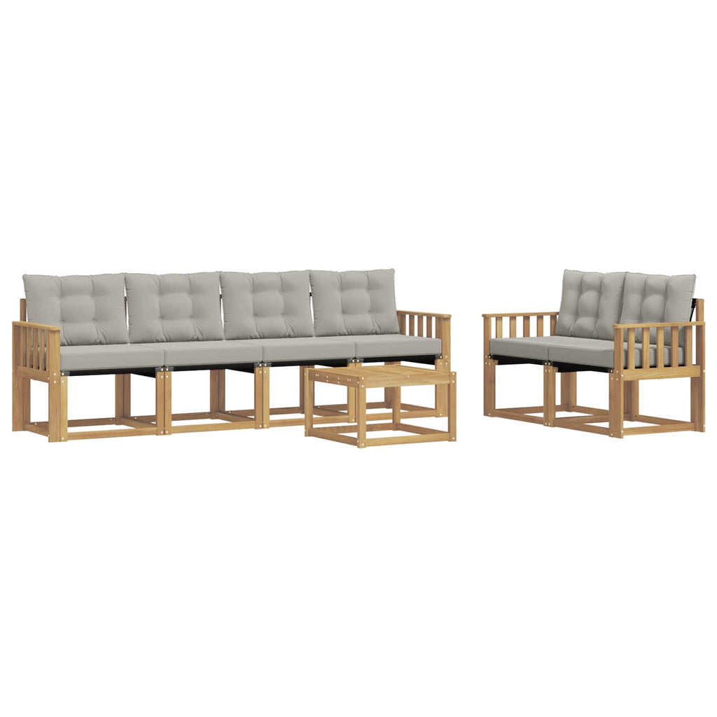 Outdoor-Sofagarnitur mit Kissen 7 pcs Weiß und Hellgrau