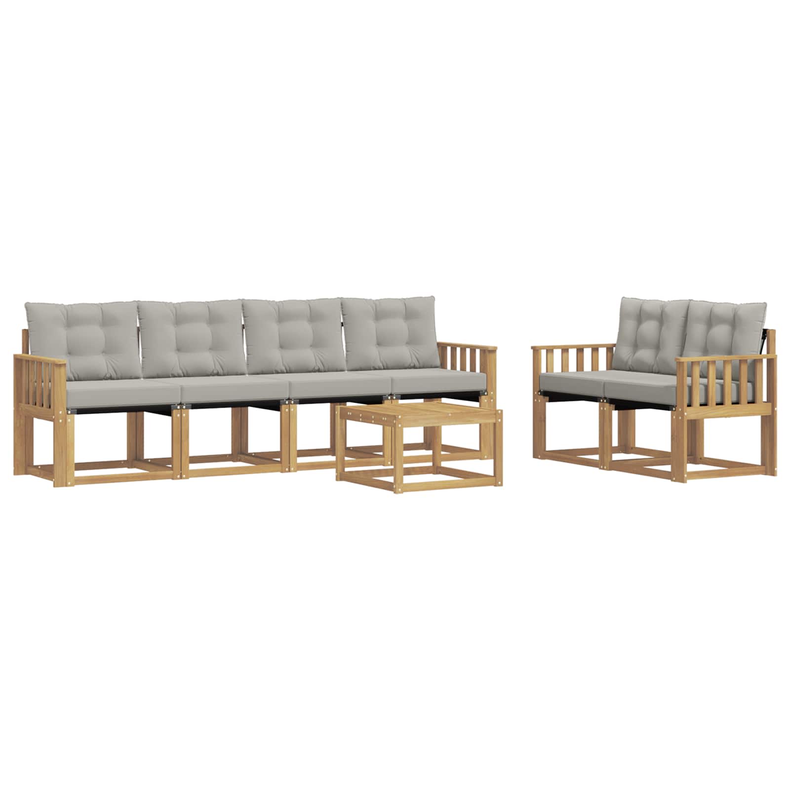 Outdoor-Sofagarnitur mit Kissen 7 pcs Weiß und Hellgrau