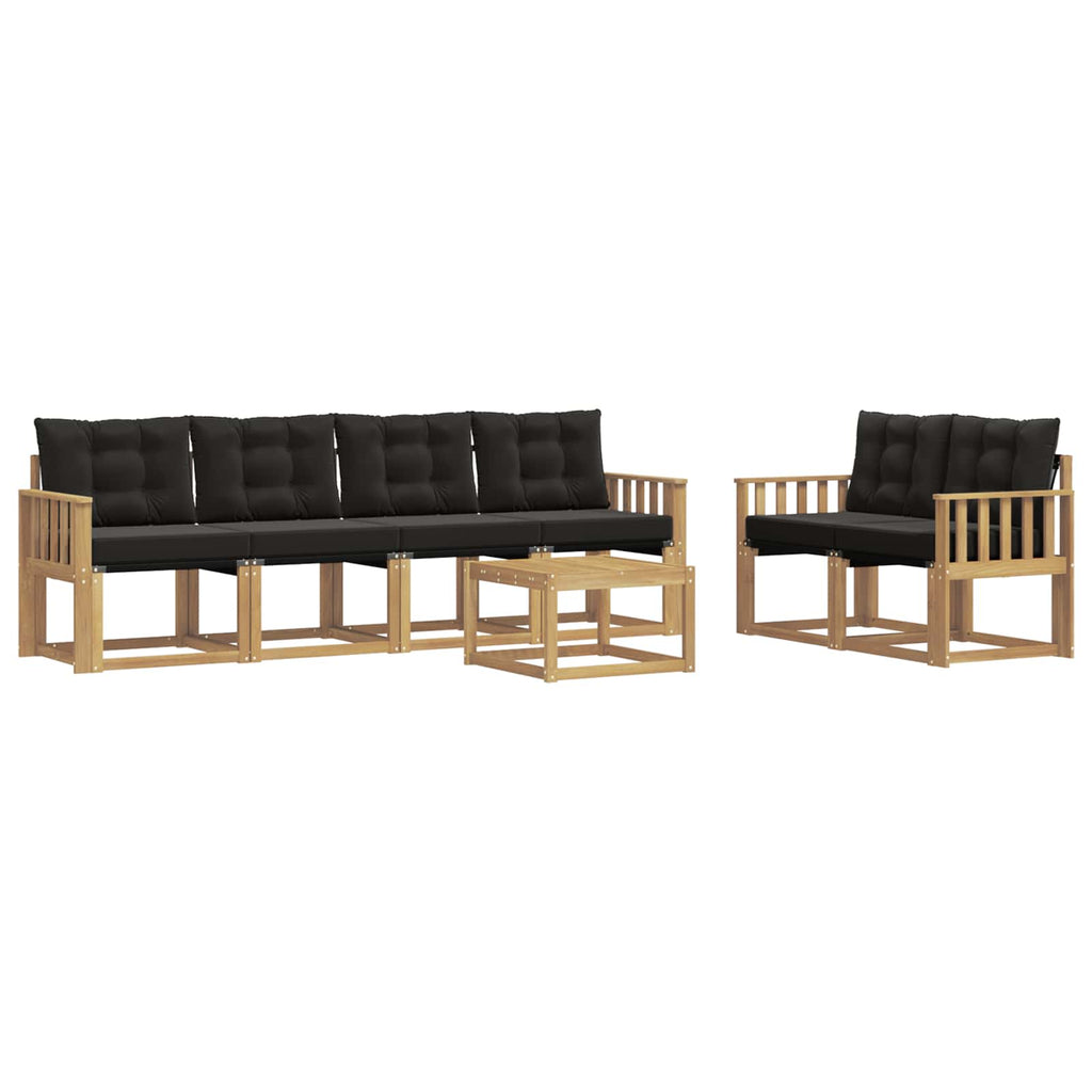 Outdoor-Sofagarnitur mit Kissen 7 pcs Weiß und Schwarz