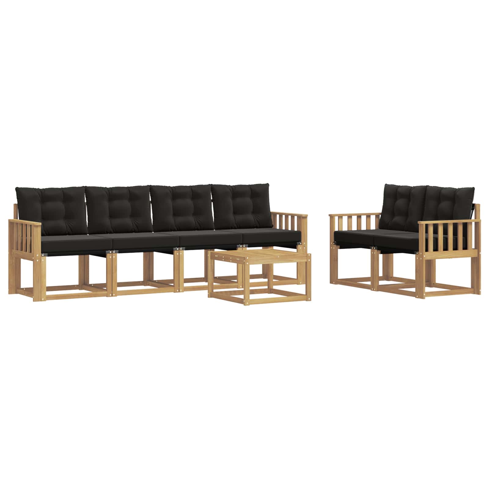 Outdoor-Sofagarnitur mit Kissen 7 pcs Weiß und Schwarz