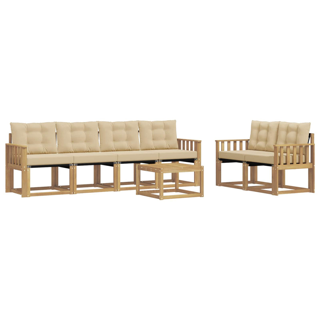 Outdoor-Sofagarnitur mit Kissen 7 pcs Weiß und Beige