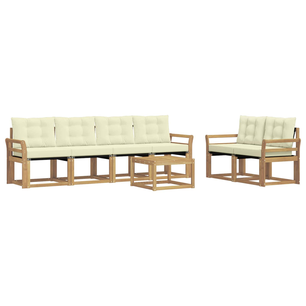 Outdoor-Sofagarnitur mit Kissen 7 pcs Weiß und Creme
