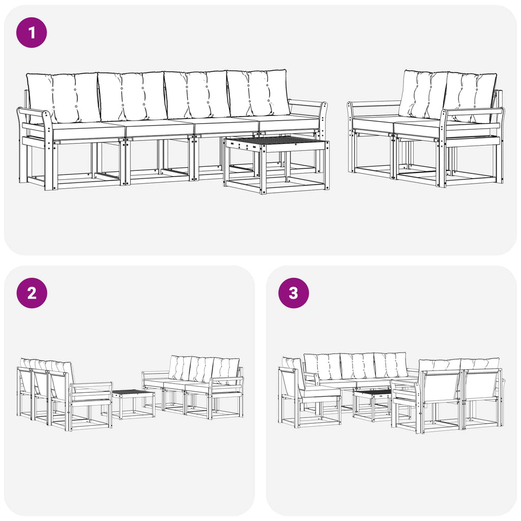 Outdoor-Sofagarnitur mit Kissen 7 pcs Weiß und Creme