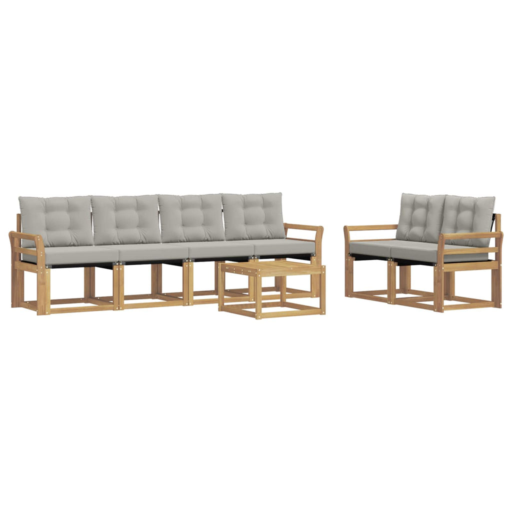 Outdoor-Sofagarnitur mit Kissen 7 pcs Weiß und Hellgrau