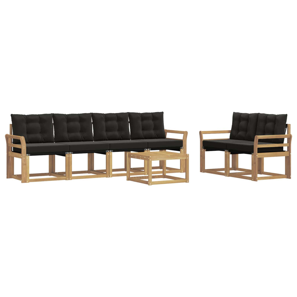 Outdoor-Sofagarnitur mit Kissen 7 pcs Weiß und Schwarz