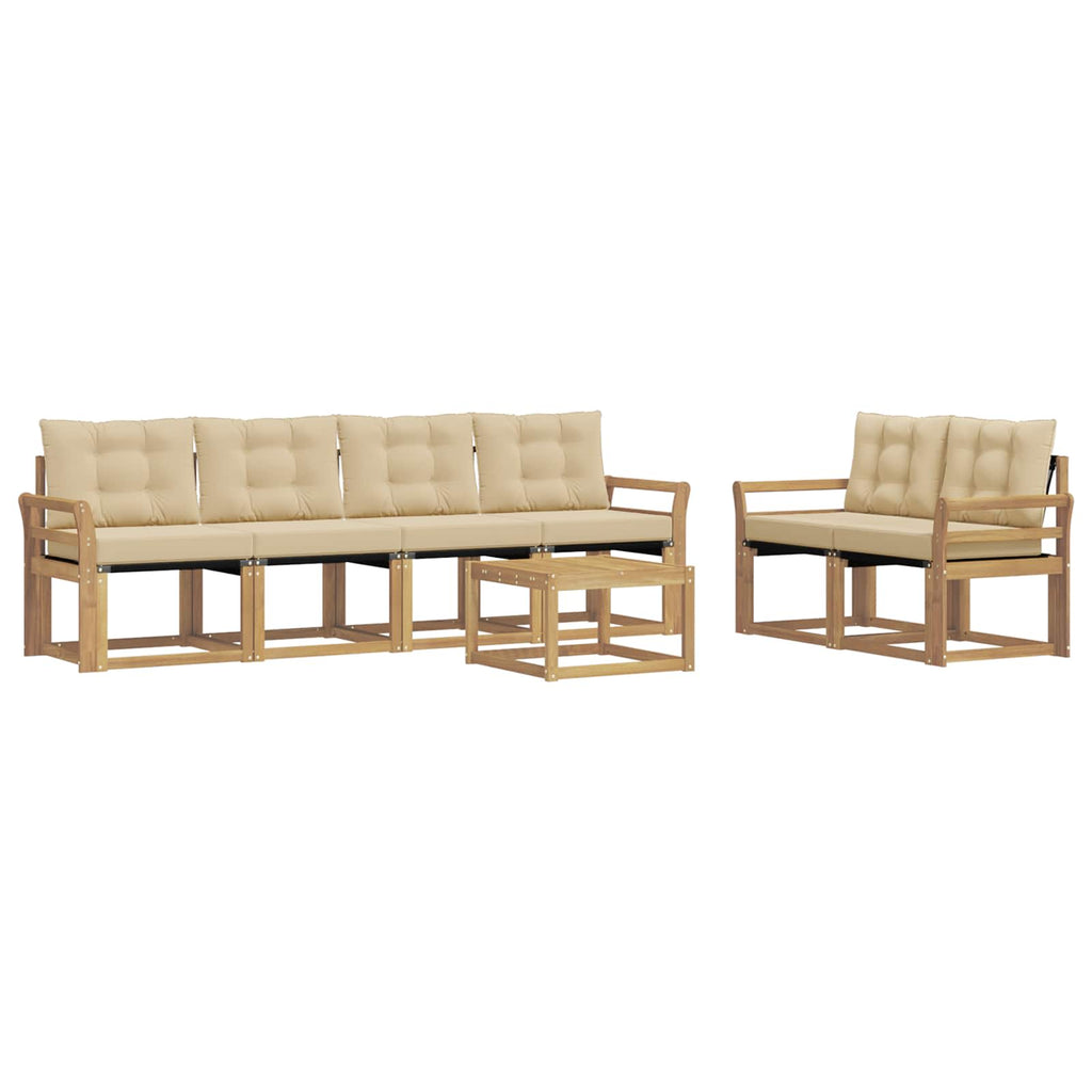 Outdoor-Sofagarnitur mit Kissen 7 pcs Weiß und Beige