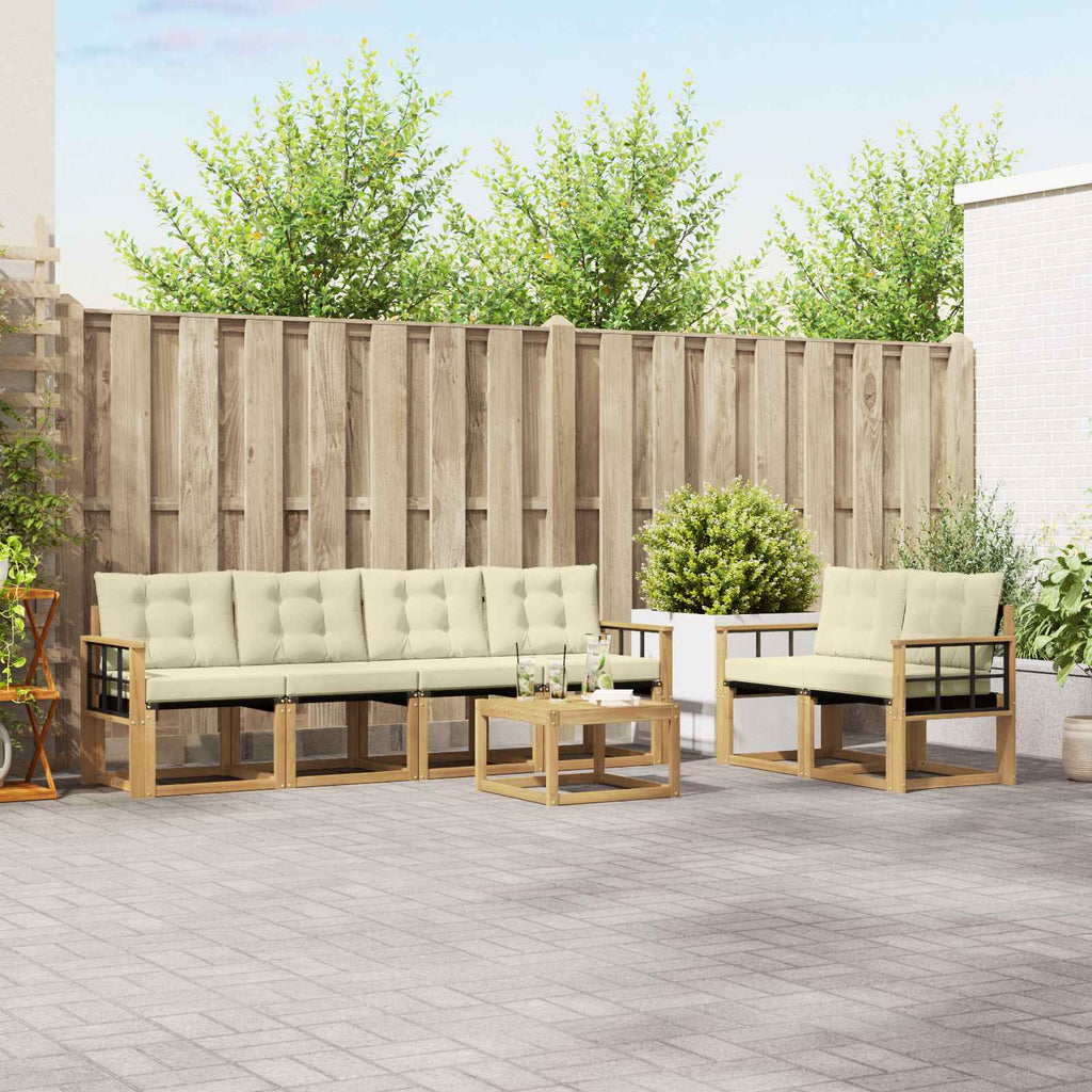 Outdoor-Sofagarnitur mit Kissen 7 pcs Weiß und Creme