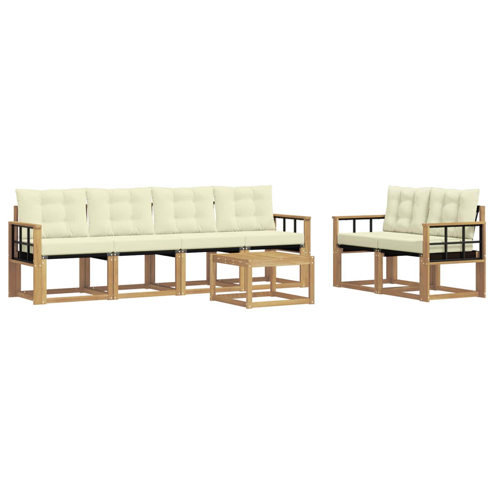 Outdoor-Sofagarnitur mit Kissen 7 pcs Weiß und Creme