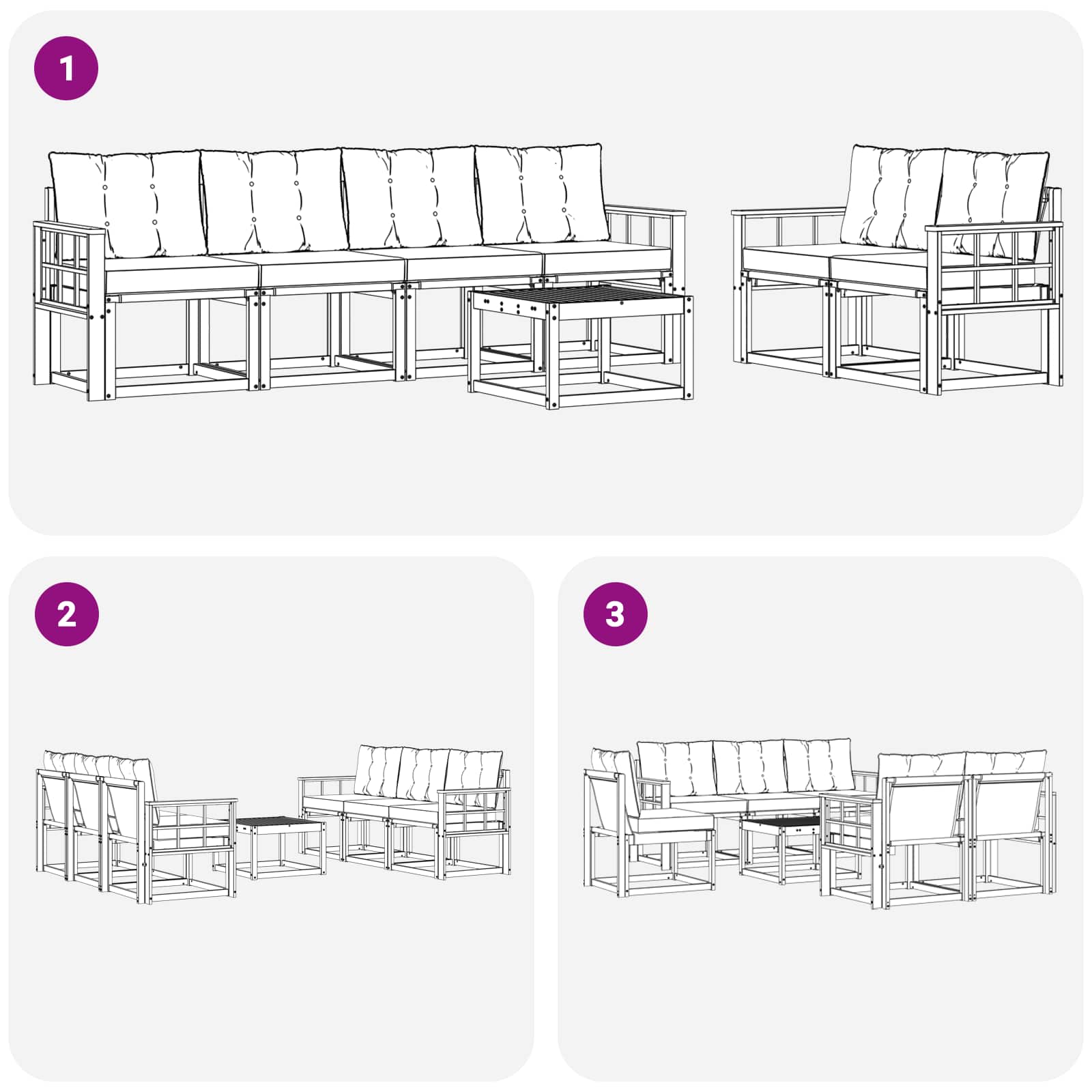 Outdoor-Sofagarnitur mit Kissen 7 pcs Weiß und Creme