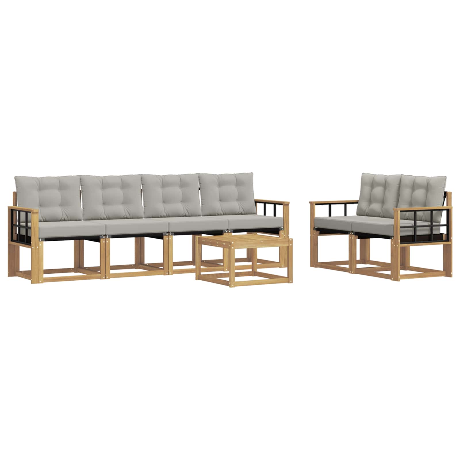 Outdoor-Sofagarnitur mit Kissen 7 pcs Weiß und Hellgrau