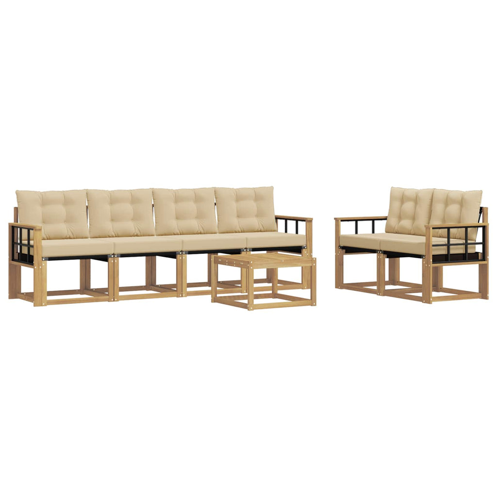 Outdoor-Sofagarnitur mit Kissen 7 pcs Weiß und Beige