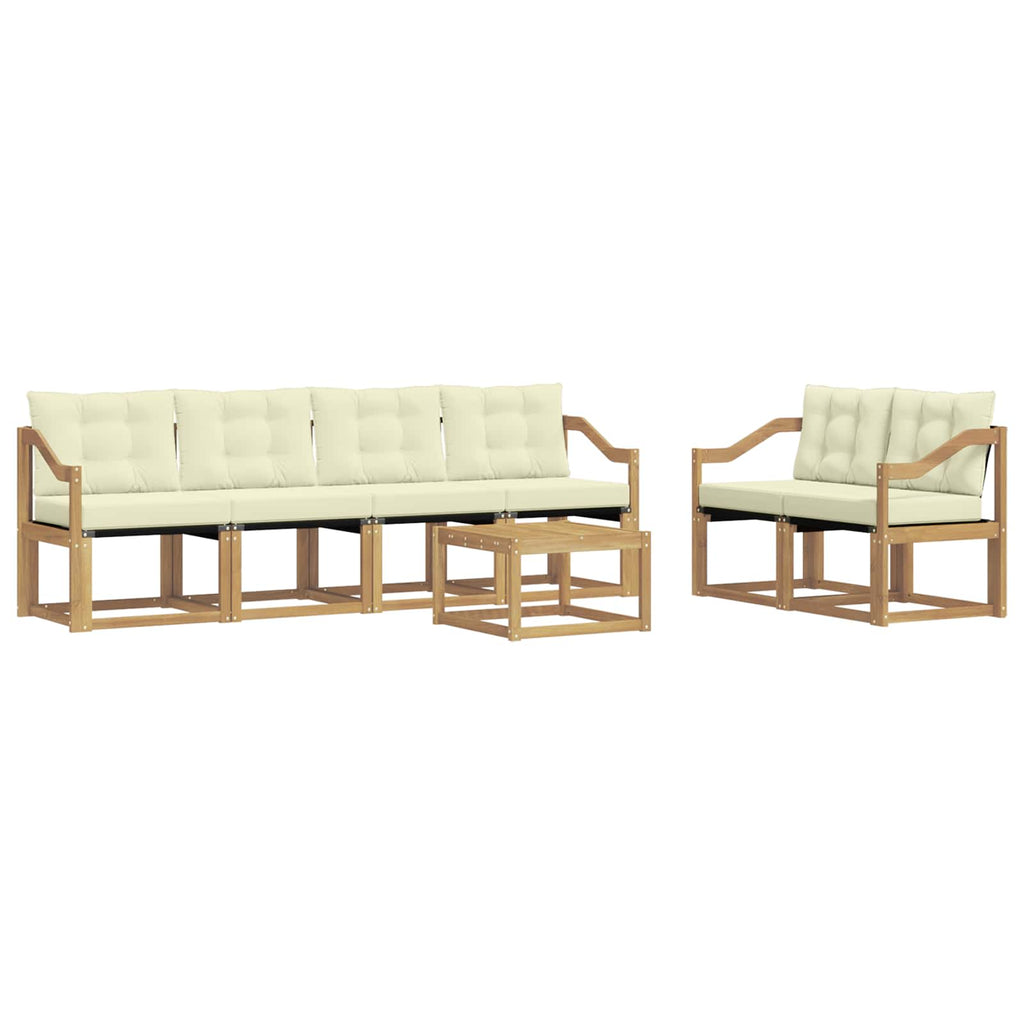 Outdoor-Sofagarnitur mit Kissen 7 pcs Weiß und Creme