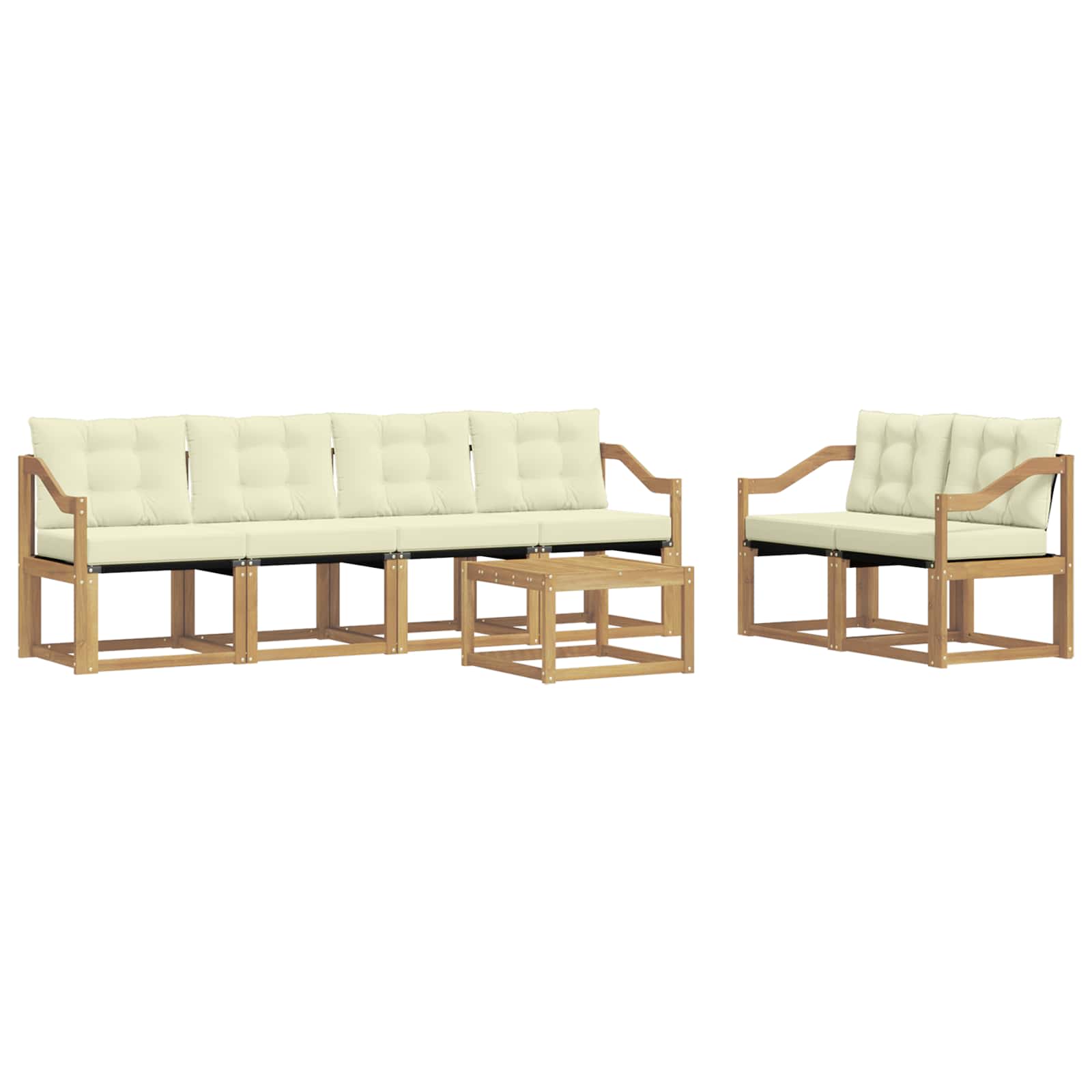 Outdoor-Sofagarnitur mit Kissen 7 pcs Weiß und Creme