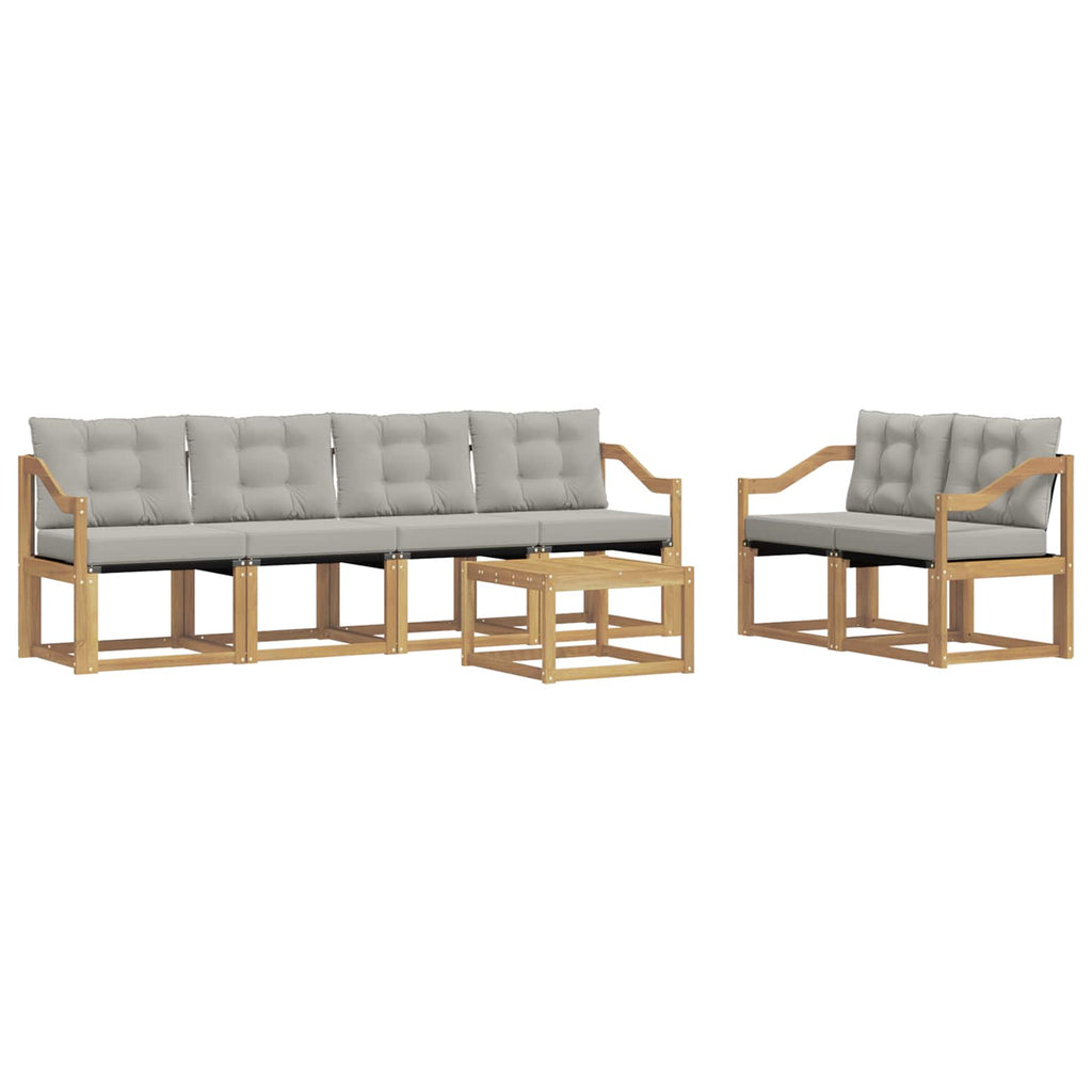 Outdoor-Sofagarnitur mit Kissen 7 pcs Weiß und Hellgrau