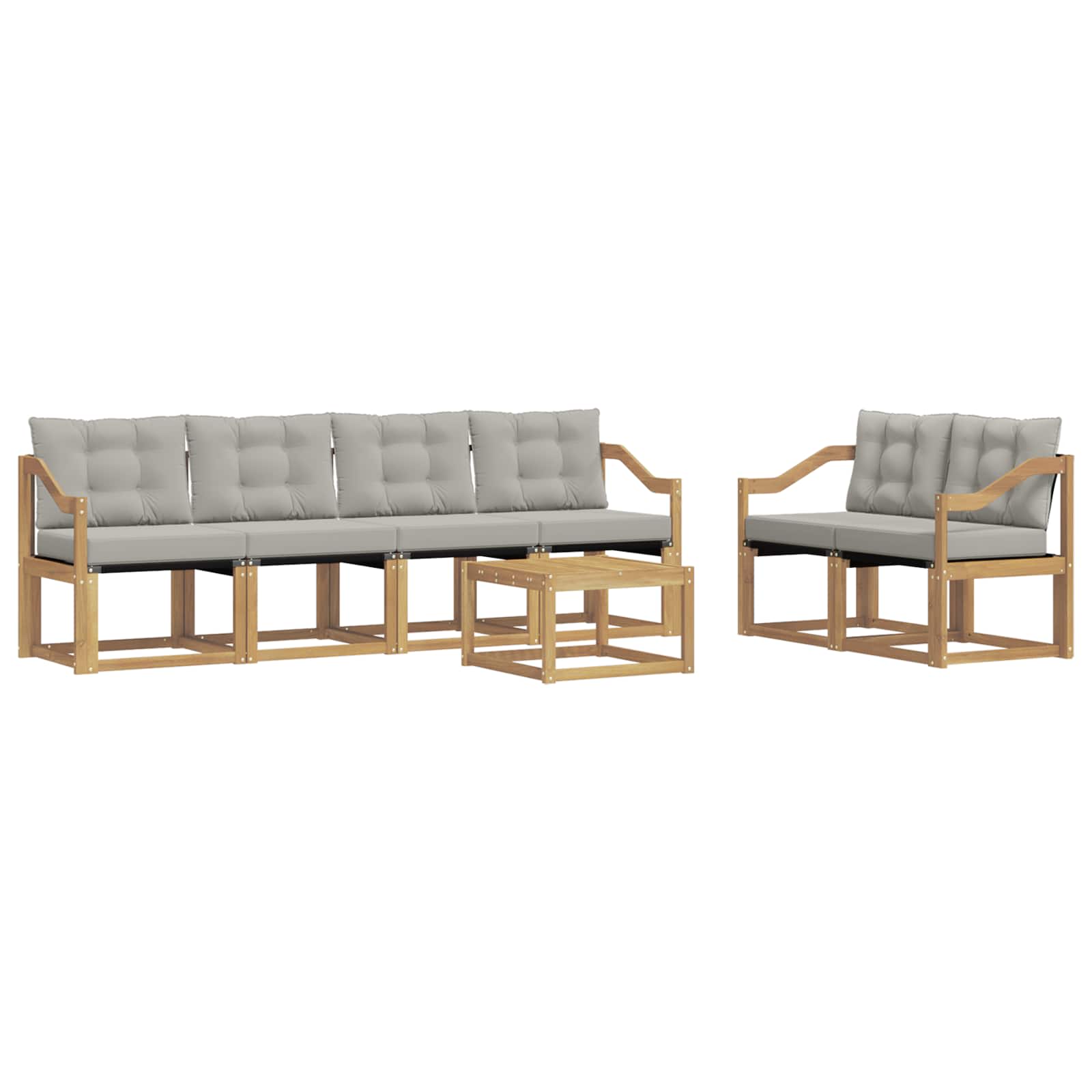 Outdoor-Sofagarnitur mit Kissen 7 pcs Weiß und Hellgrau
