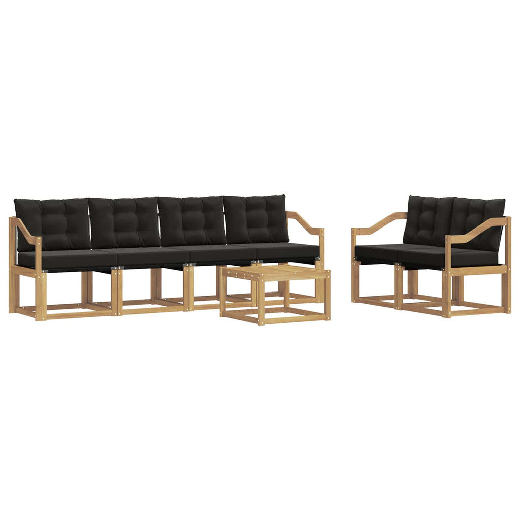 Outdoor-Sofagarnitur mit Kissen 7 pcs Weiß und Schwarz