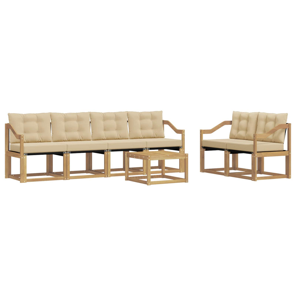 Outdoor-Sofagarnitur mit Kissen 7 pcs Weiß und Beige