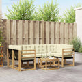 Outdoor-Sofagarnitur mit Kissen 7 pcs Weiß und Creme