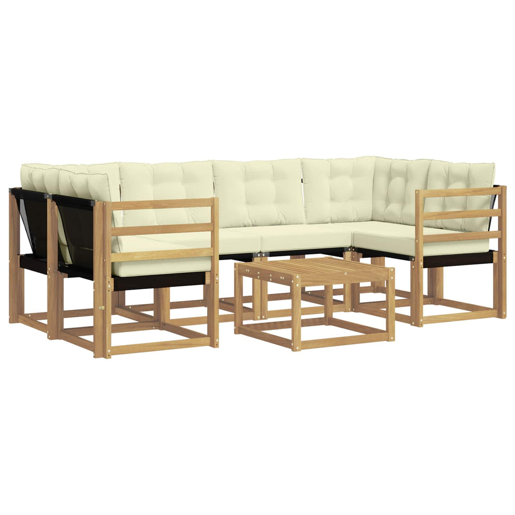 Outdoor-Sofagarnitur mit Kissen 7 pcs Weiß und Creme