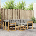 Outdoor-Sofagarnitur mit Kissen 7 pcs Weiß und Hellgrau