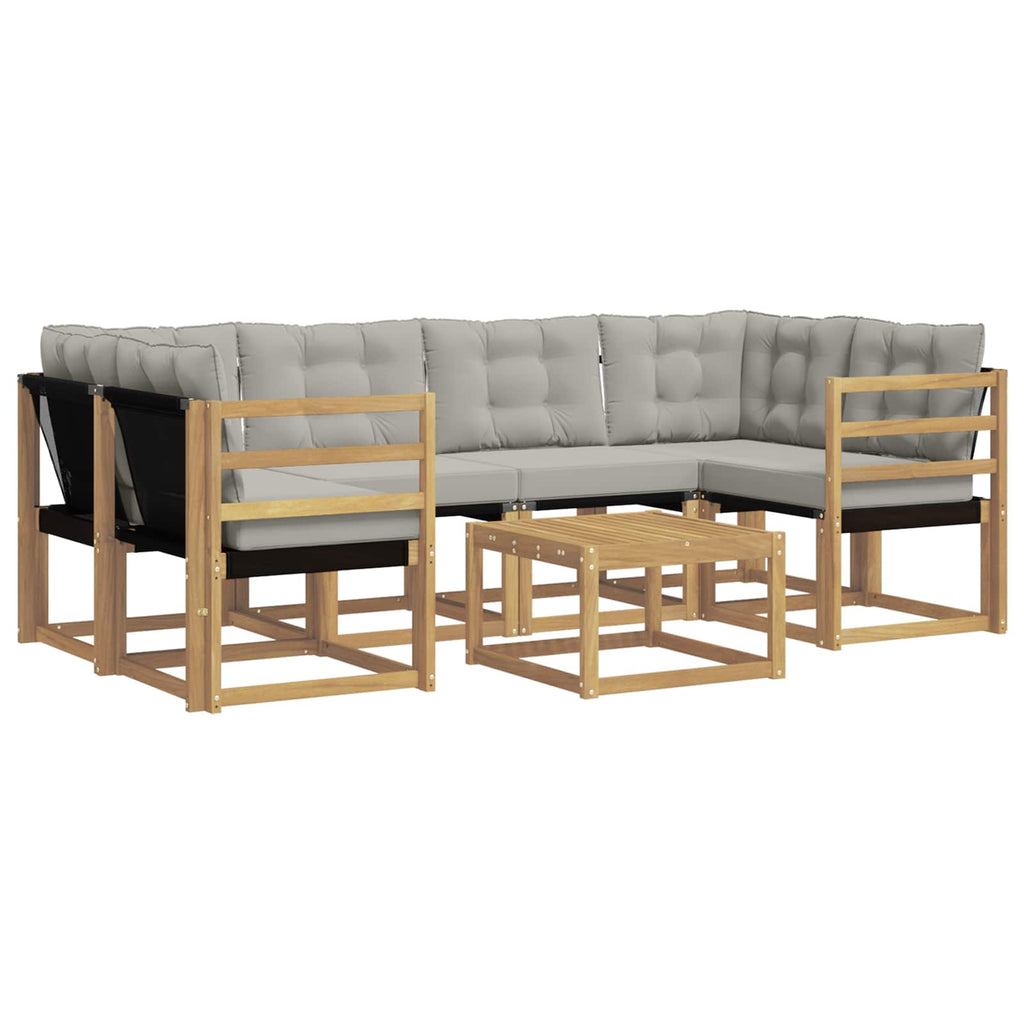 Outdoor-Sofagarnitur mit Kissen 7 pcs Weiß und Hellgrau