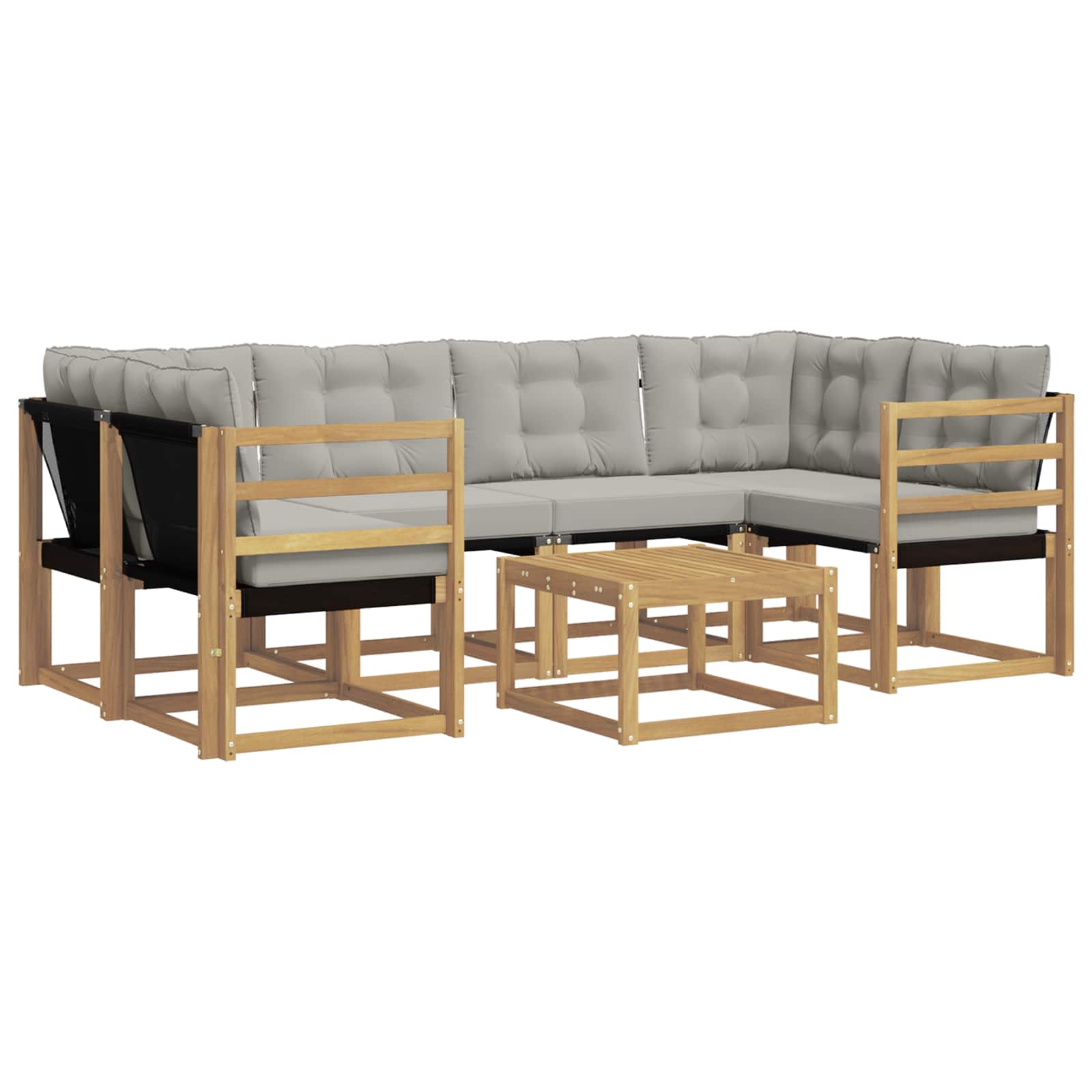 Outdoor-Sofagarnitur mit Kissen 7 pcs Weiß und Hellgrau