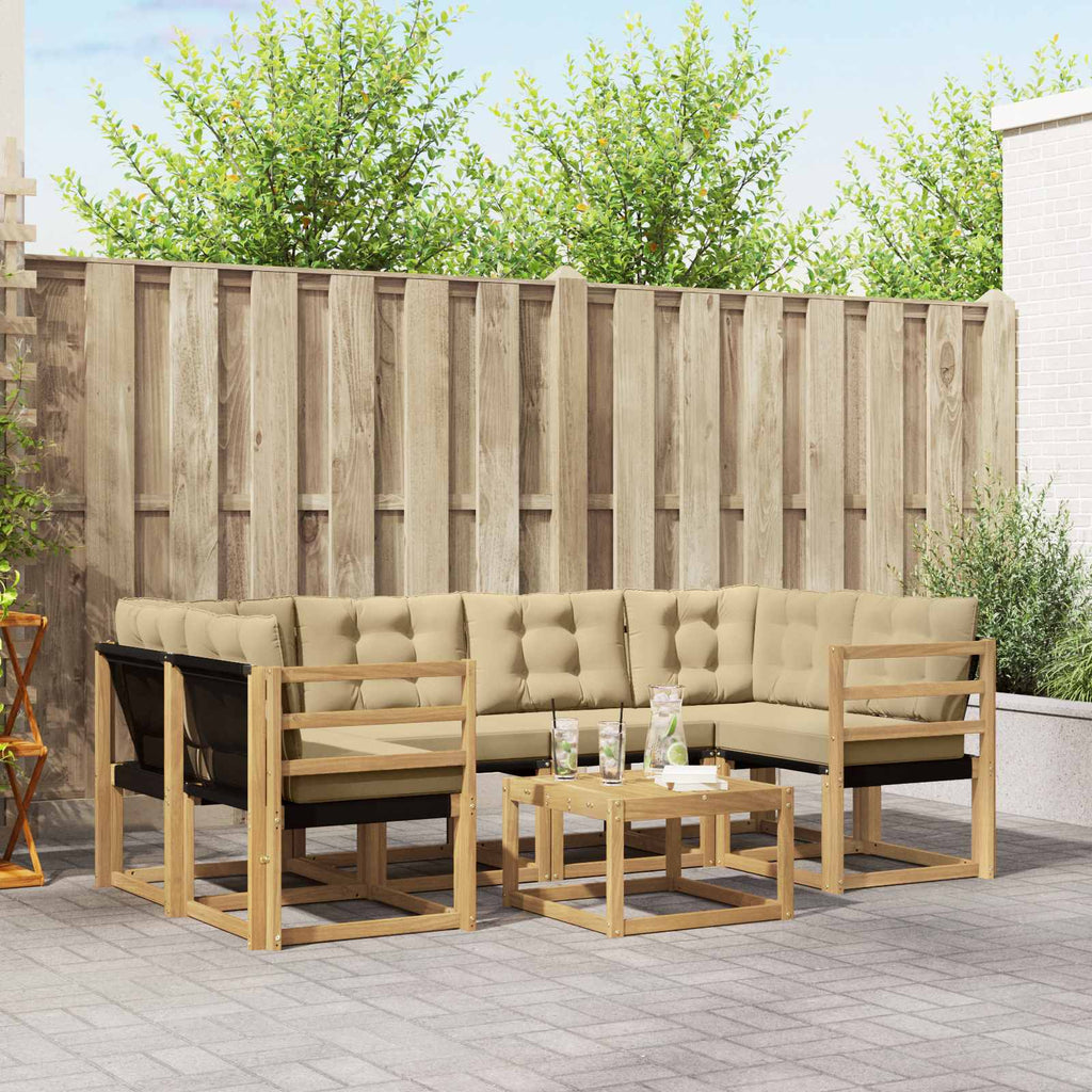 Outdoor-Sofagarnitur mit Kissen 7 pcs Weiß und Beige