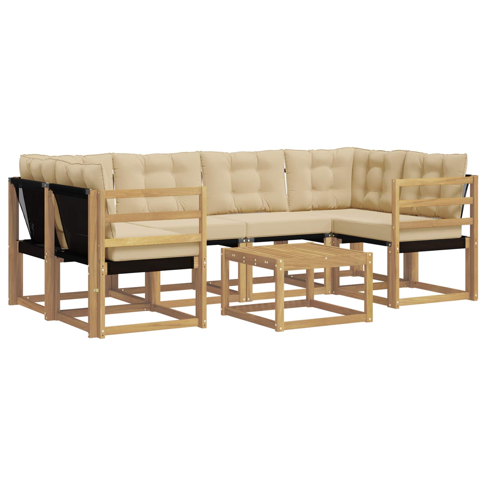 Outdoor-Sofagarnitur mit Kissen 7 pcs Weiß und Beige