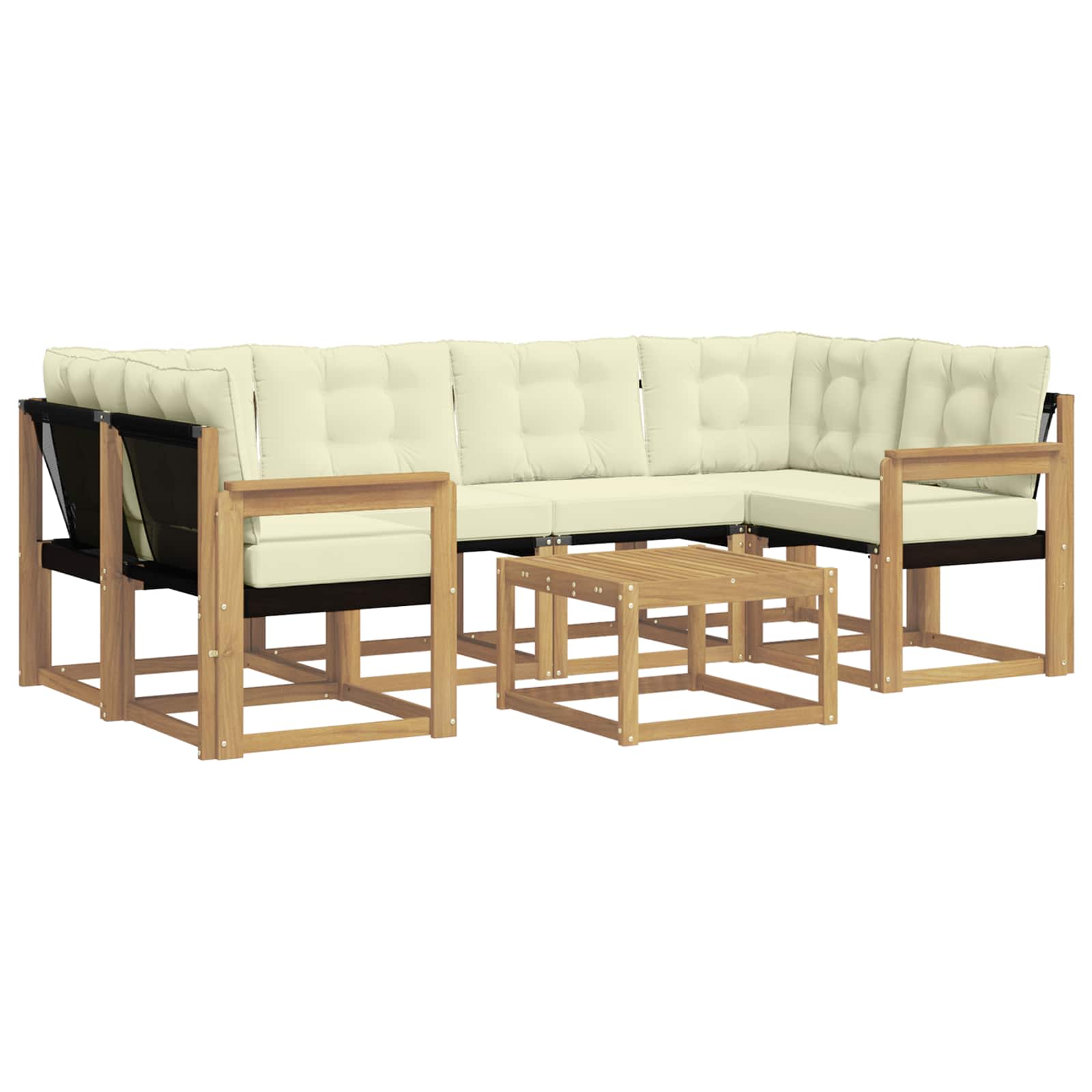 Outdoor-Sofagarnitur mit Kissen 7 pcs Weiß und Creme