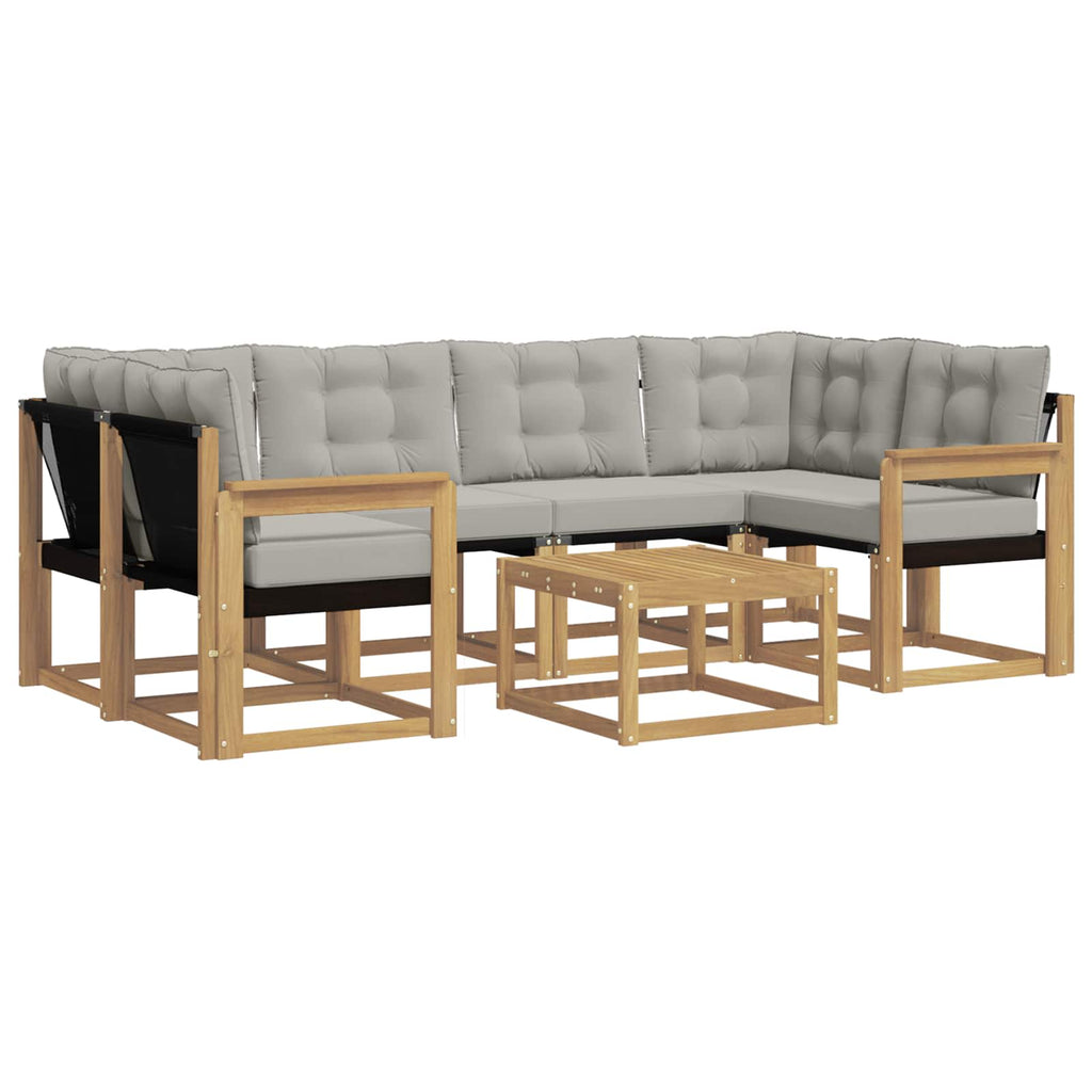 Outdoor-Sofagarnitur mit Kissen 7 pcs Weiß und Hellgrau
