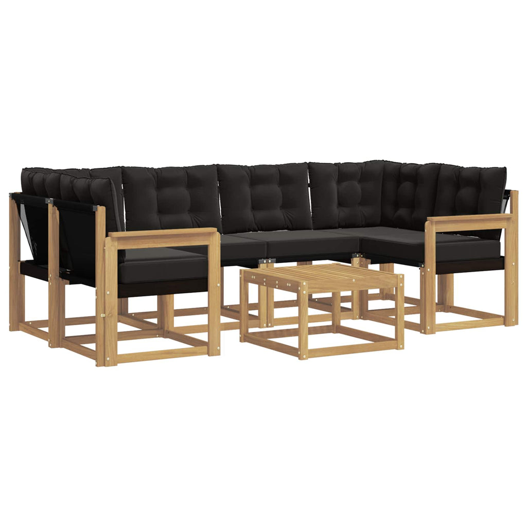 Outdoor-Sofagarnitur mit Kissen 7 pcs Weiß und Schwarz