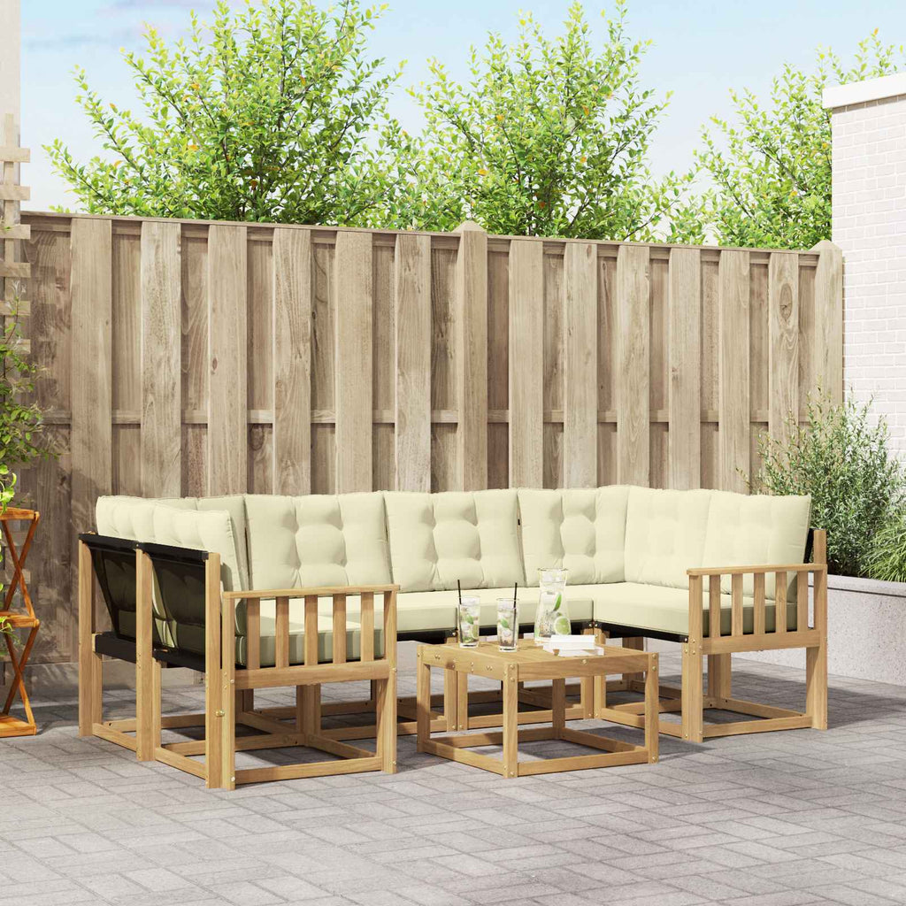 Outdoor-Sofagarnitur mit Kissen 7 pcs Weiß und Creme