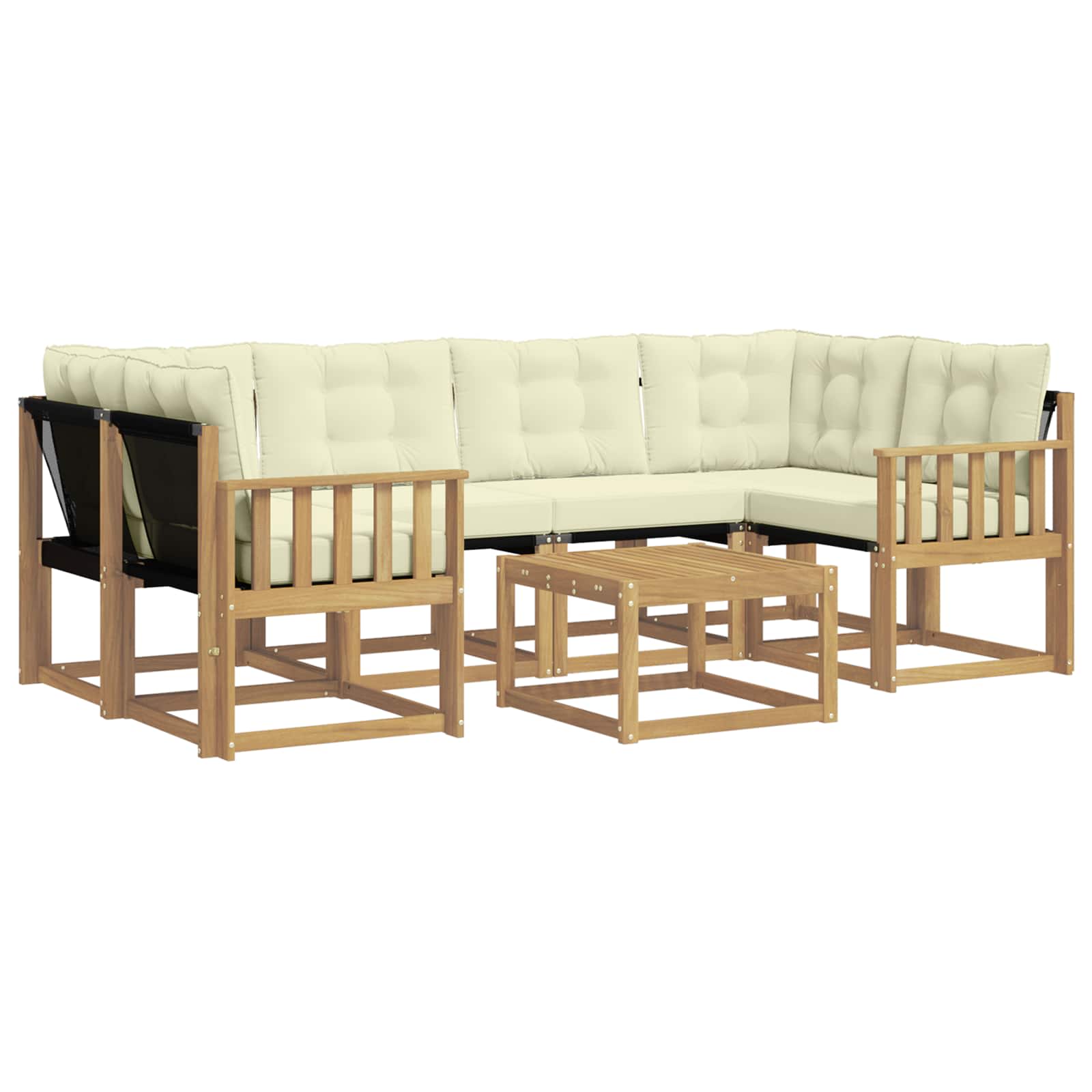 Outdoor-Sofagarnitur mit Kissen 7 pcs Weiß und Creme