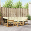 Outdoor-Sofagarnitur mit Kissen 7 pcs Weiß und Creme