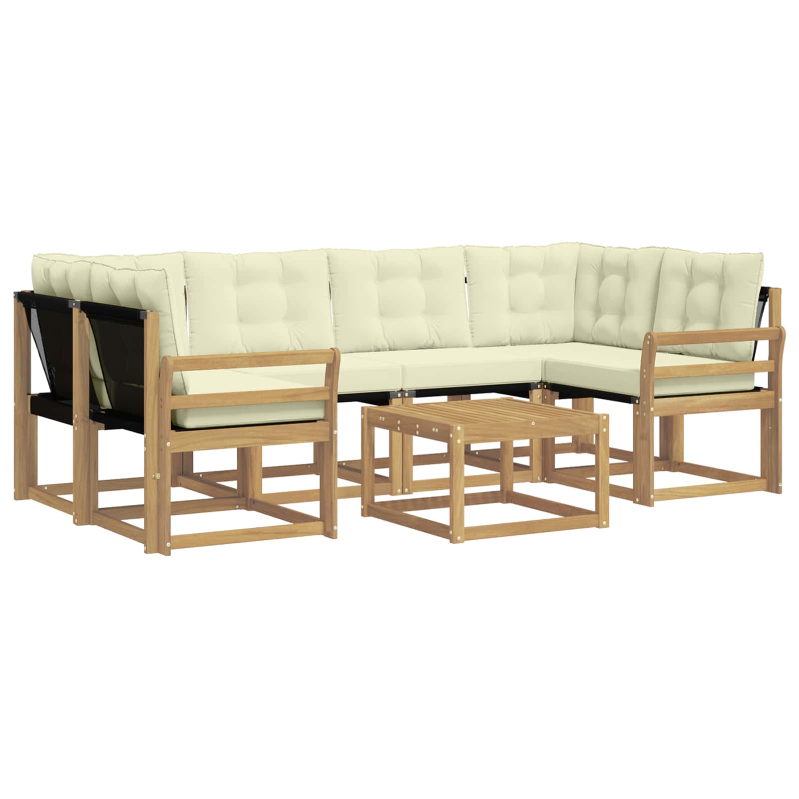 Outdoor-Sofagarnitur mit Kissen 7 pcs Weiß und Creme