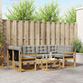 Outdoor-Sofagarnitur mit Kissen 7 pcs Weiß und Hellgrau