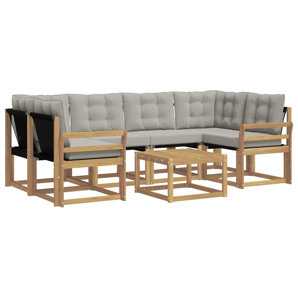 Outdoor-Sofagarnitur mit Kissen 7 pcs Weiß und Hellgrau