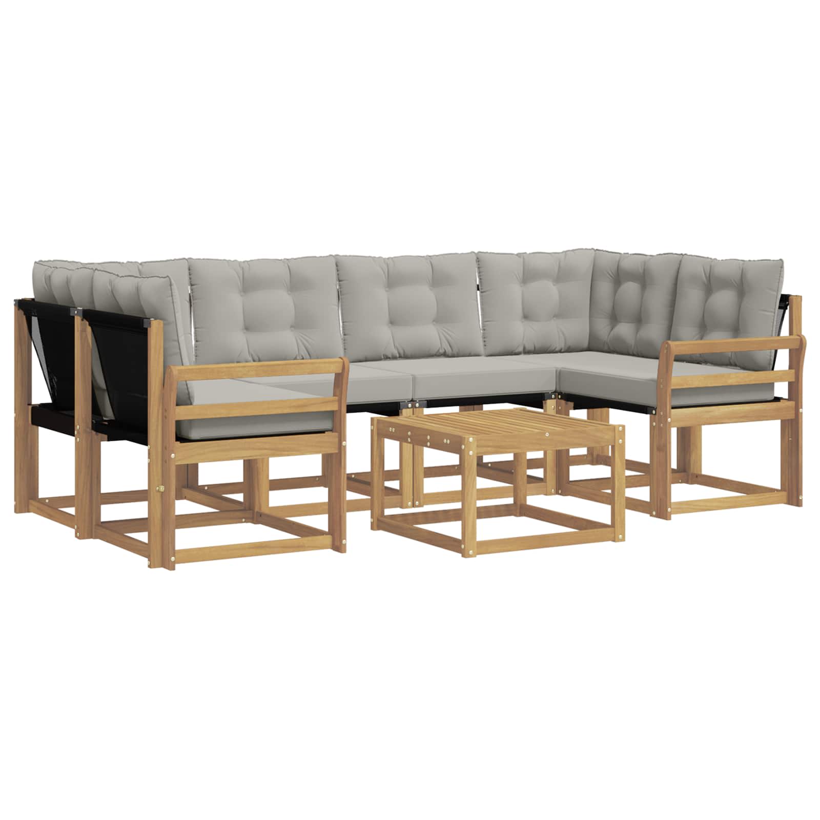 Outdoor-Sofagarnitur mit Kissen 7 pcs Weiß und Hellgrau