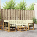 Outdoor-Sofagarnitur mit Kissen 7 pcs Weiß und Creme
