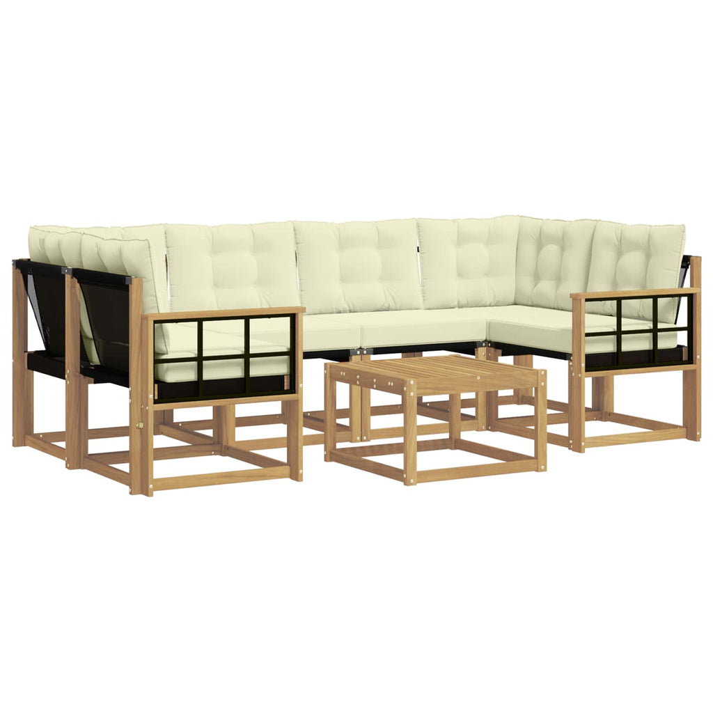 Outdoor-Sofagarnitur mit Kissen 7 pcs Weiß und Creme