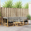 Outdoor-Sofagarnitur mit Kissen 7 pcs Weiß und Hellgrau