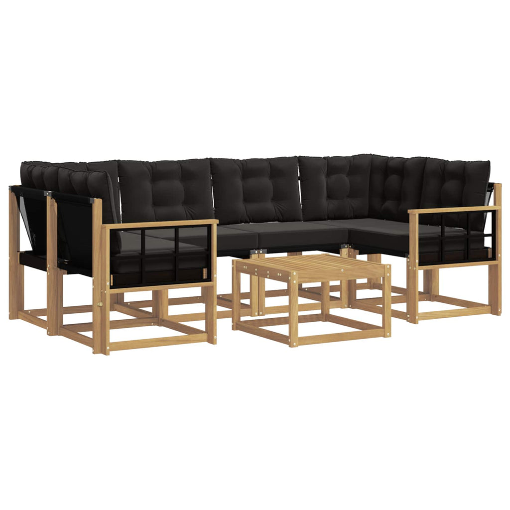 Outdoor-Sofagarnitur mit Kissen 7 pcs Weiß und Schwarz