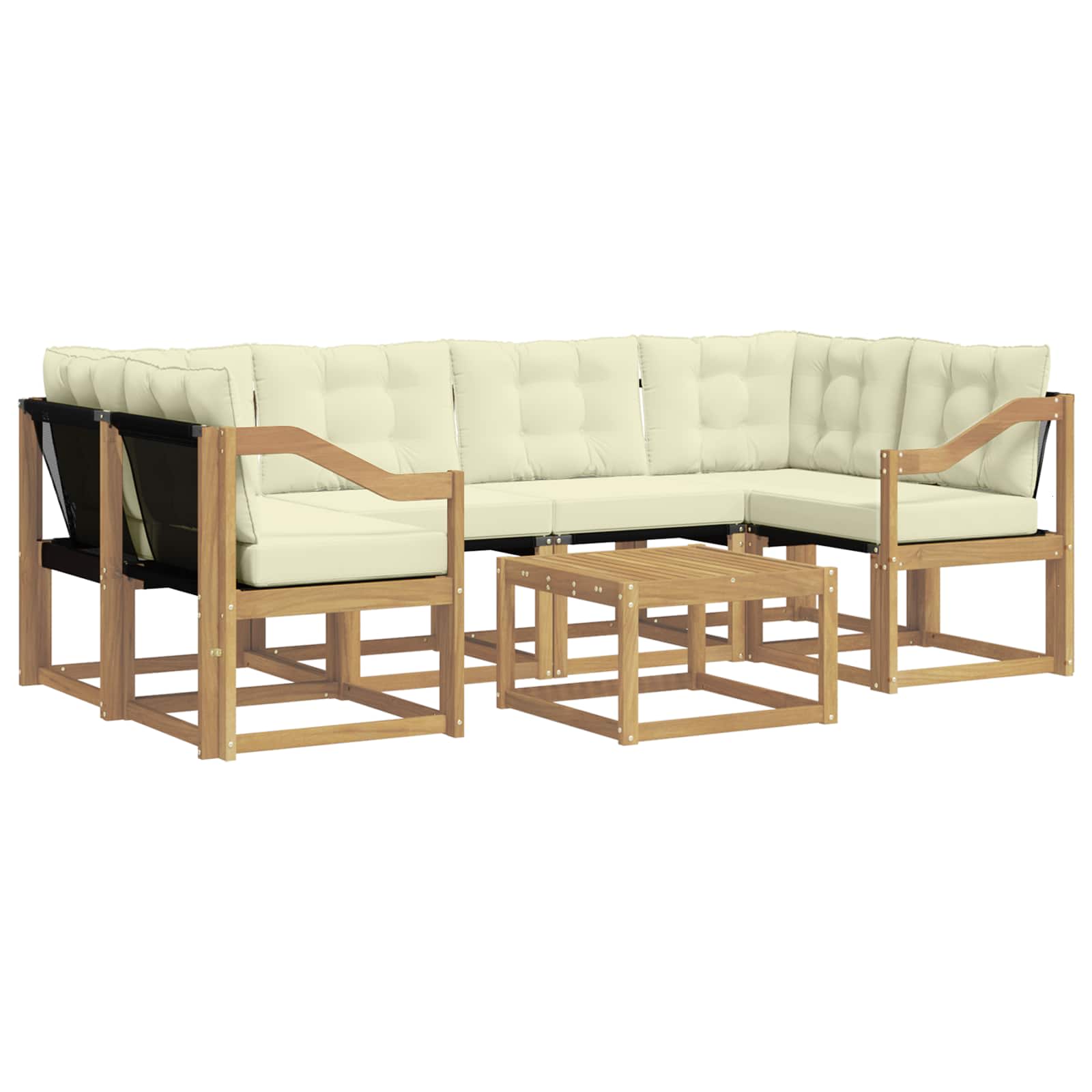 Outdoor-Sofagarnitur mit Kissen 7 pcs Weiß und Creme