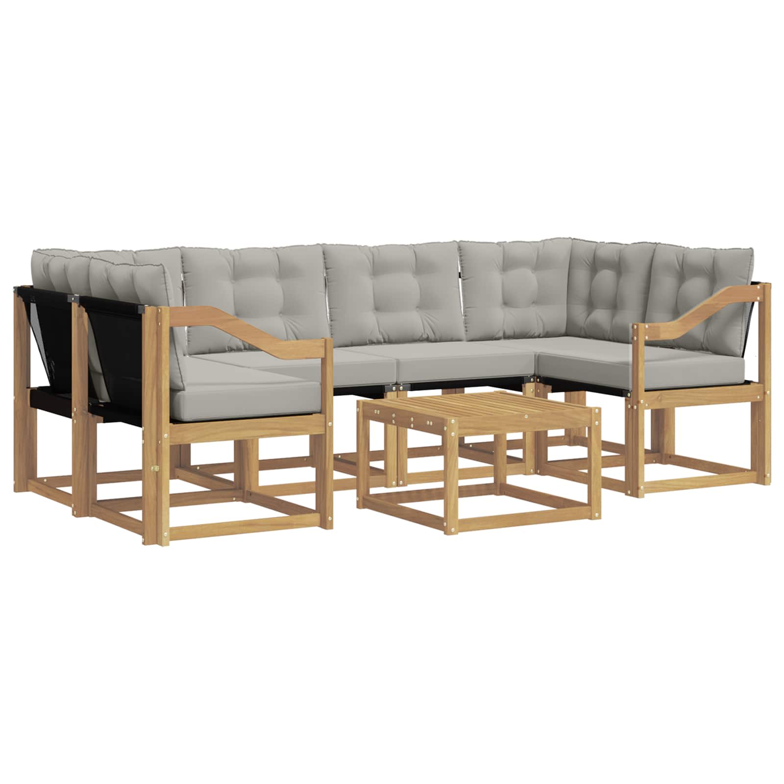 Outdoor-Sofagarnitur mit Kissen 7 pcs Weiß und Hellgrau