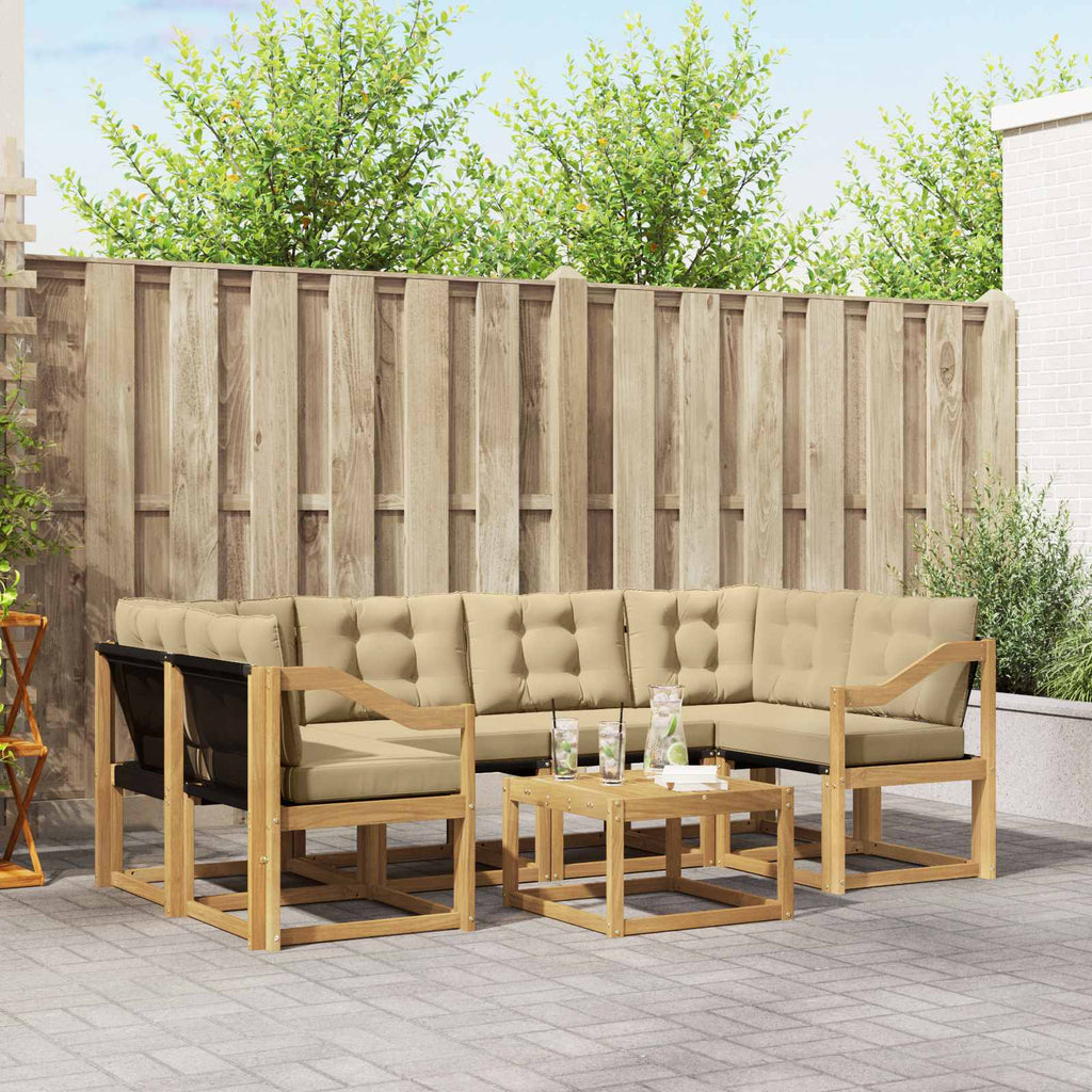 Outdoor-Sofagarnitur mit Kissen 7 pcs Weiß und Beige