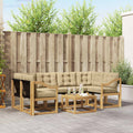 Outdoor-Sofagarnitur mit Kissen 7 pcs Weiß und Beige