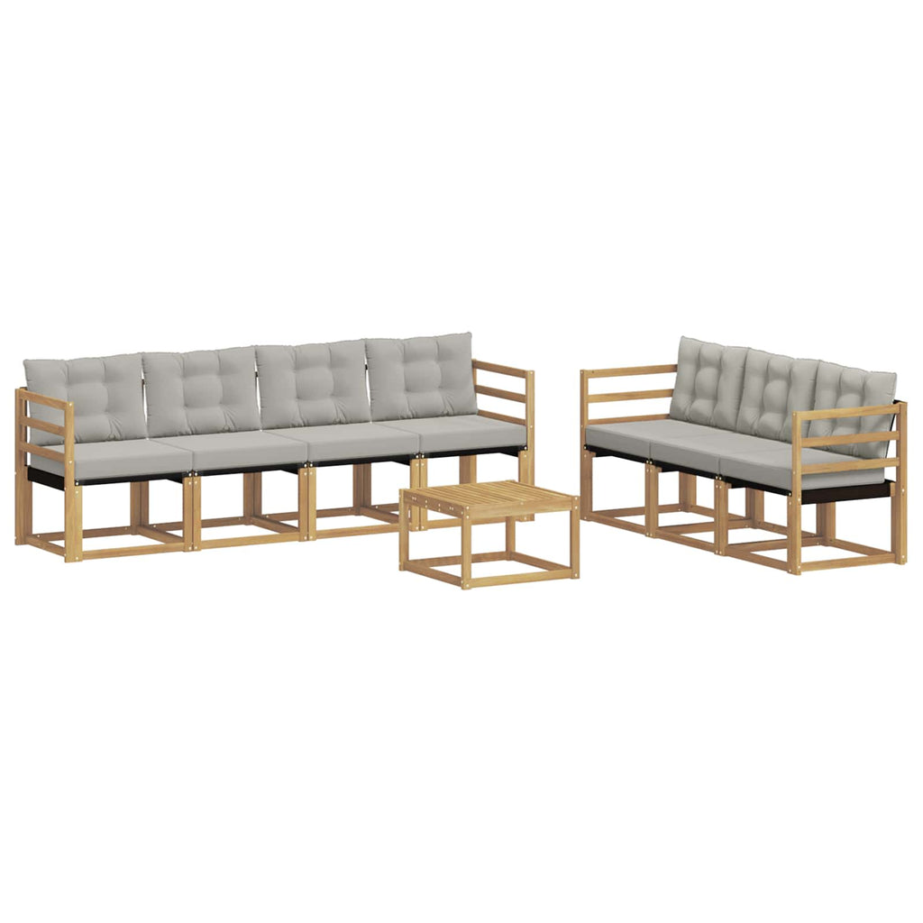 Outdoor-Sofagarnitur mit Kissen 8 pcs Weiß und Hellgrau