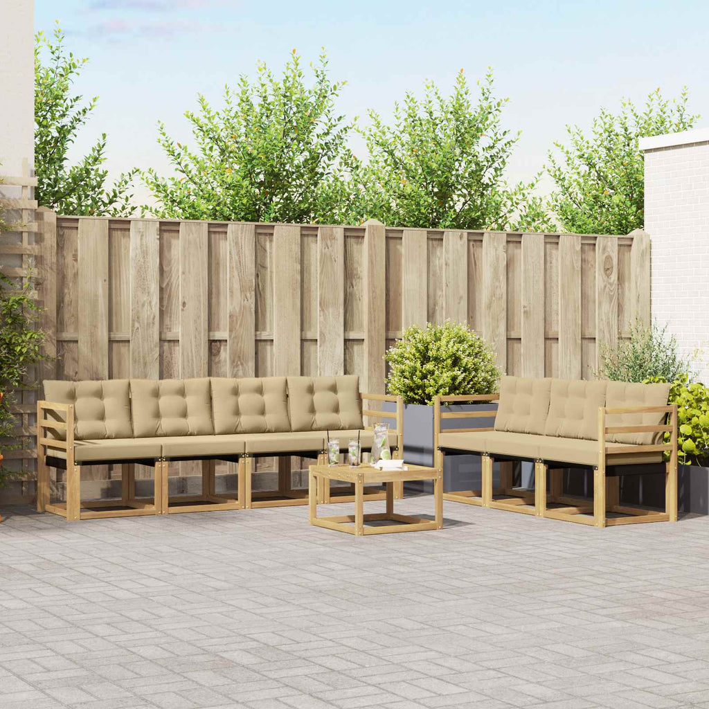 Outdoor-Sofagarnitur mit Kissen 8 pcs Weiß und Beige