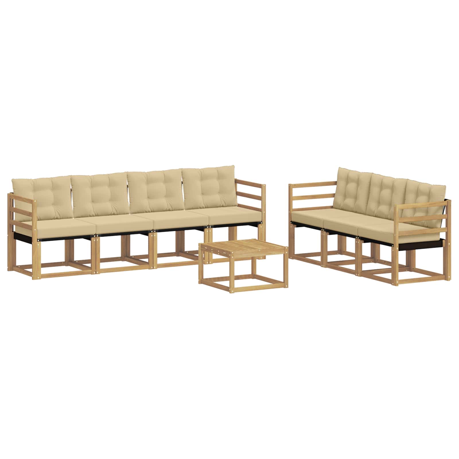 Outdoor-Sofagarnitur mit Kissen 8 pcs Weiß und Beige